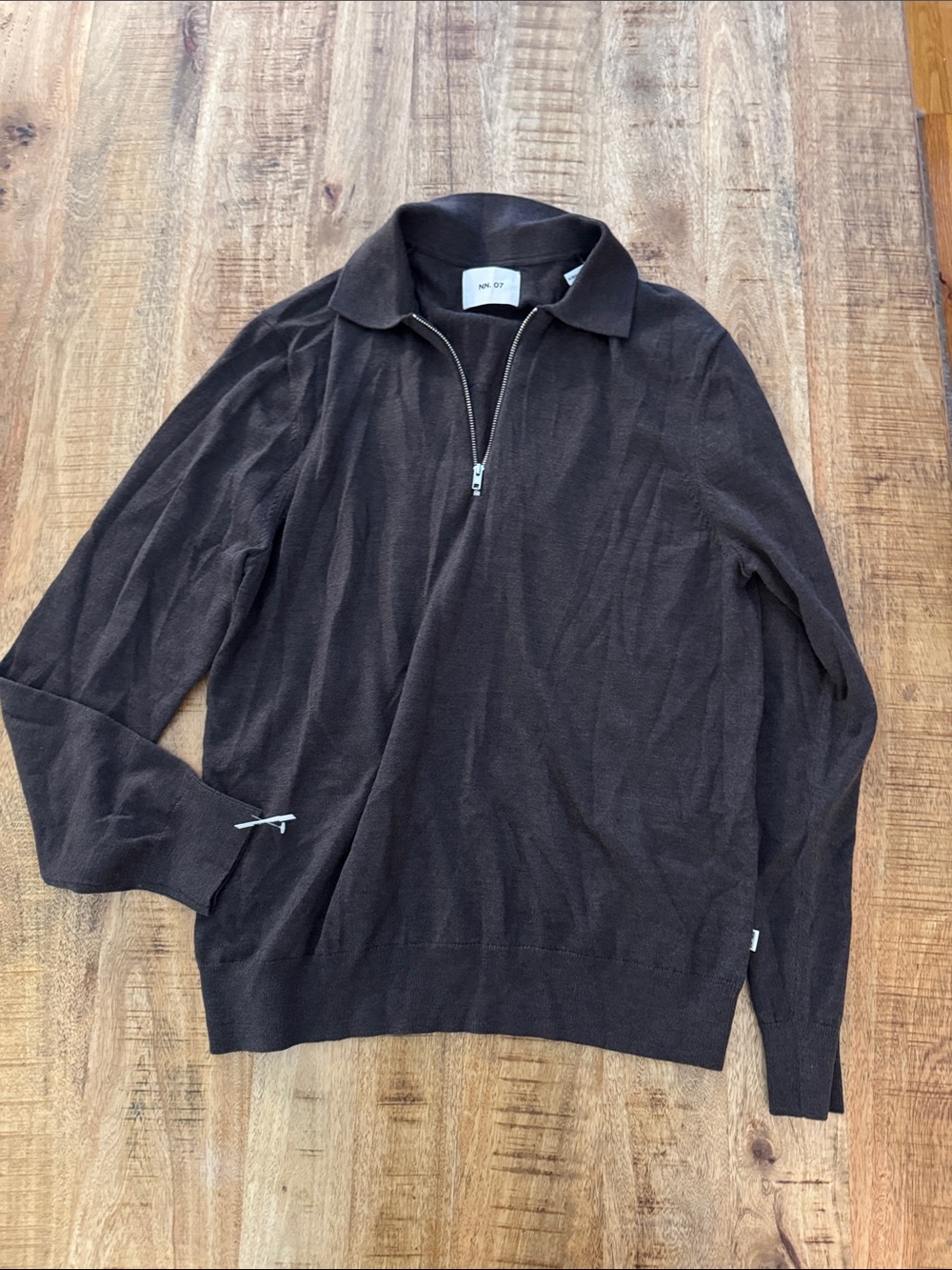 NN07 NN.07 Men's Sergio Zip Polo 6605 color 826 Dark Brown Half-Zip Sweater